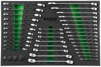 Набор трещоточных с реверсом комбинированных ключей и 1/4"DR, 3/8"DR, 1/2"DR адаптеров, разрезных ключей и комбинированных ключей, 39 предметов в EVA ложементе 560х400 мм Jonnesway W60246139SV
